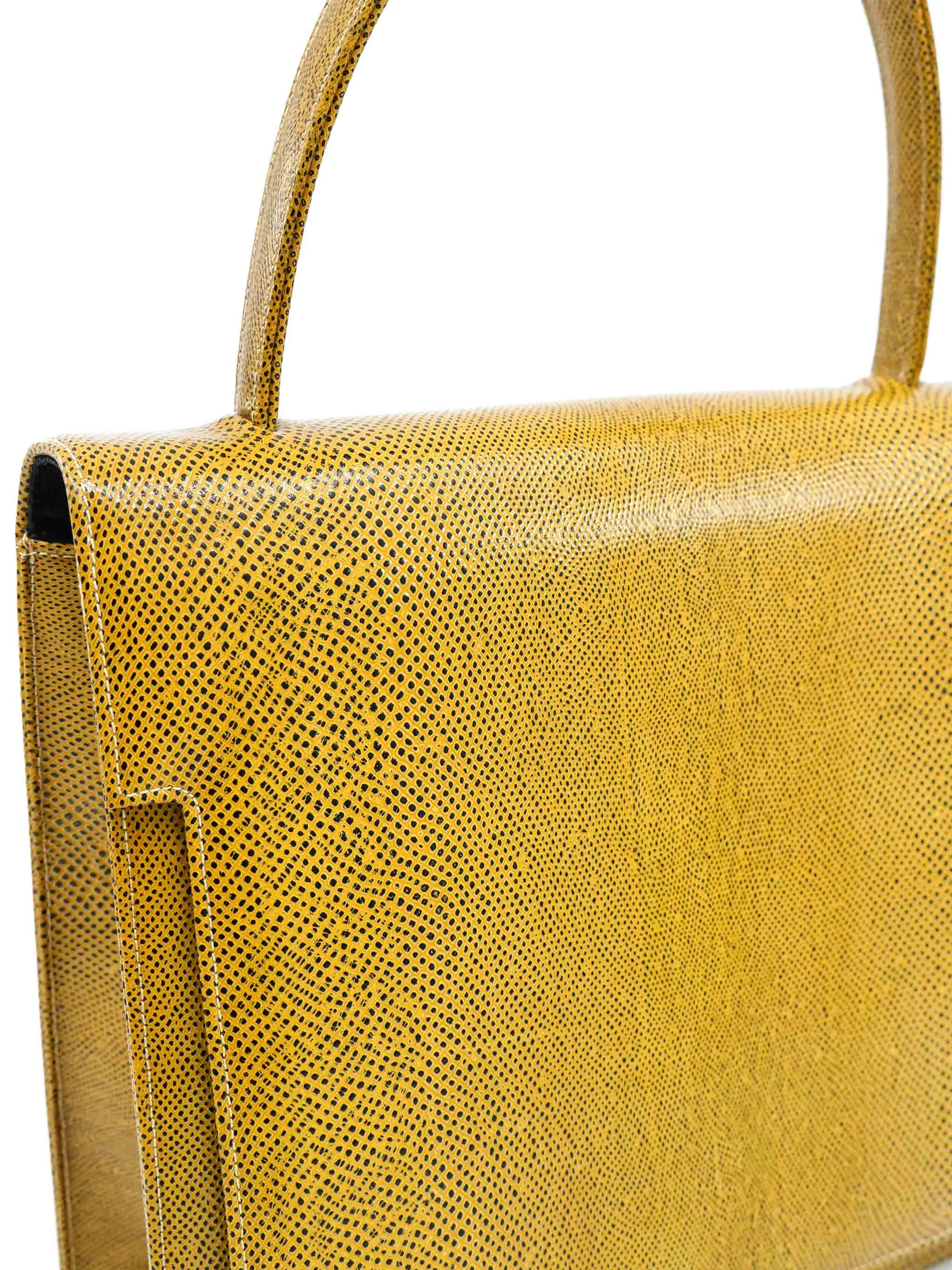 1960s Saks Mustard Leather Top Handle Bag