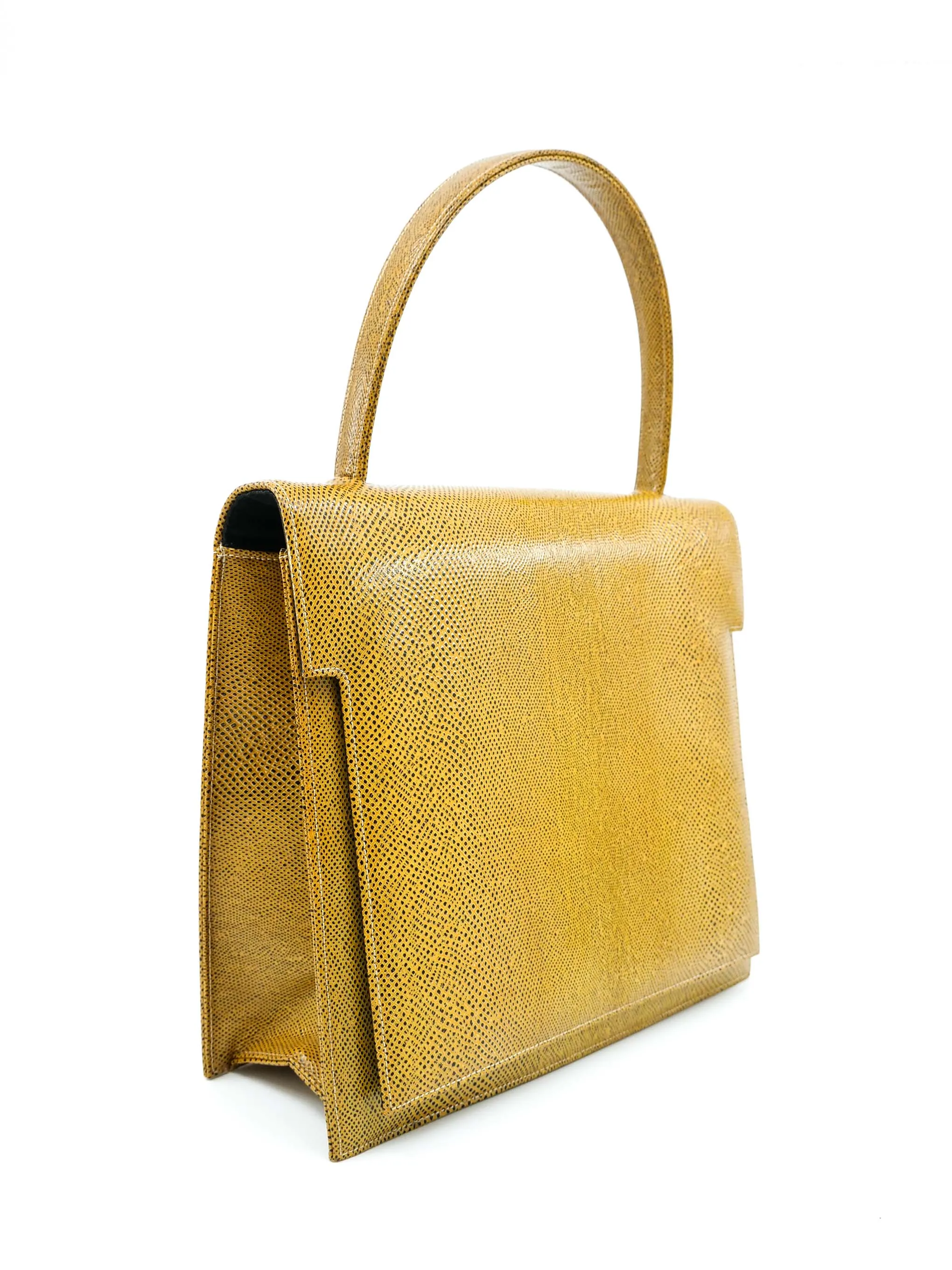 1960s Saks Mustard Leather Top Handle Bag