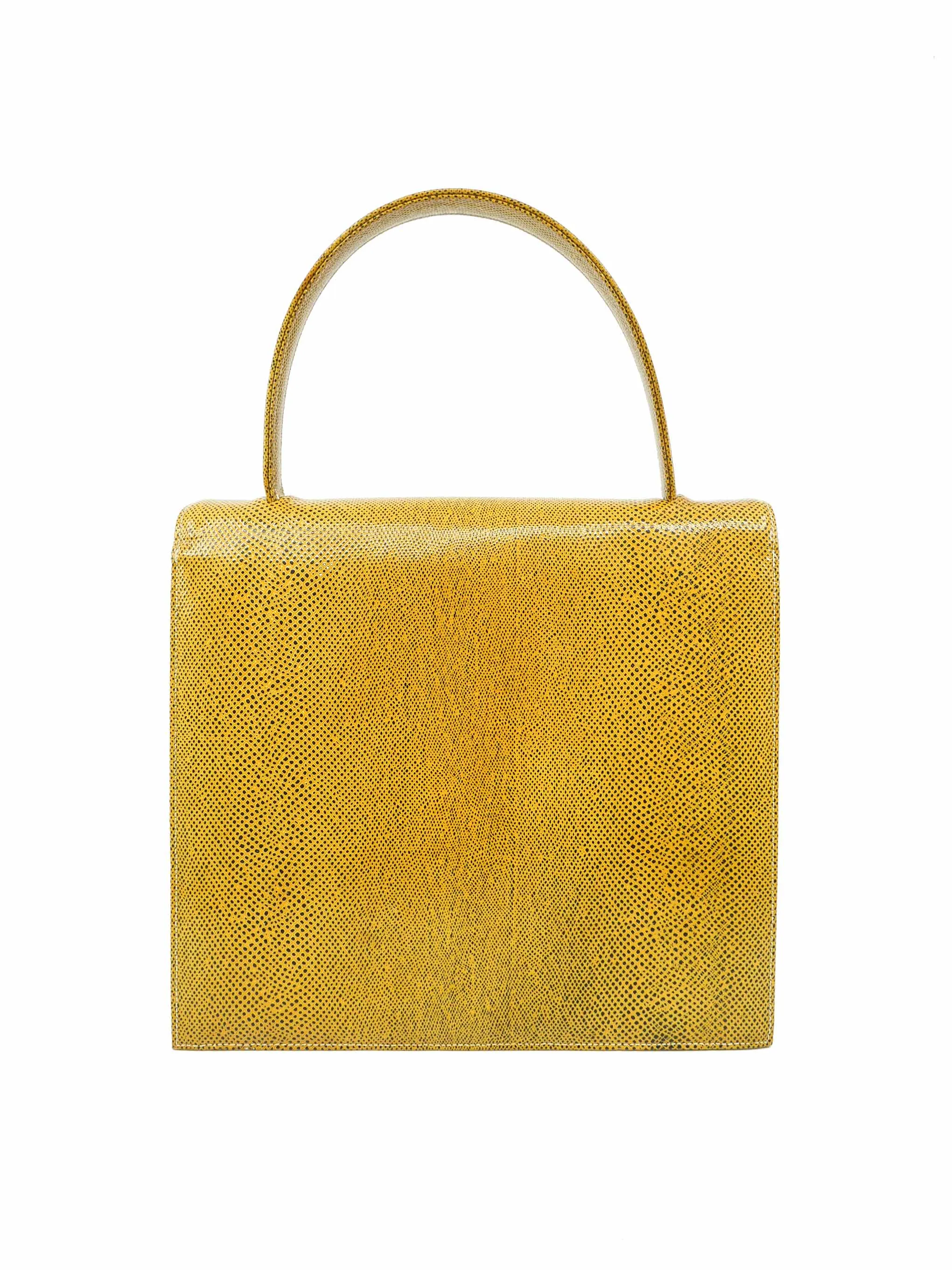 1960s Saks Mustard Leather Top Handle Bag