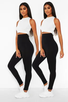 2 Pack Core Highwaist Basic Jersey Knit Leggings