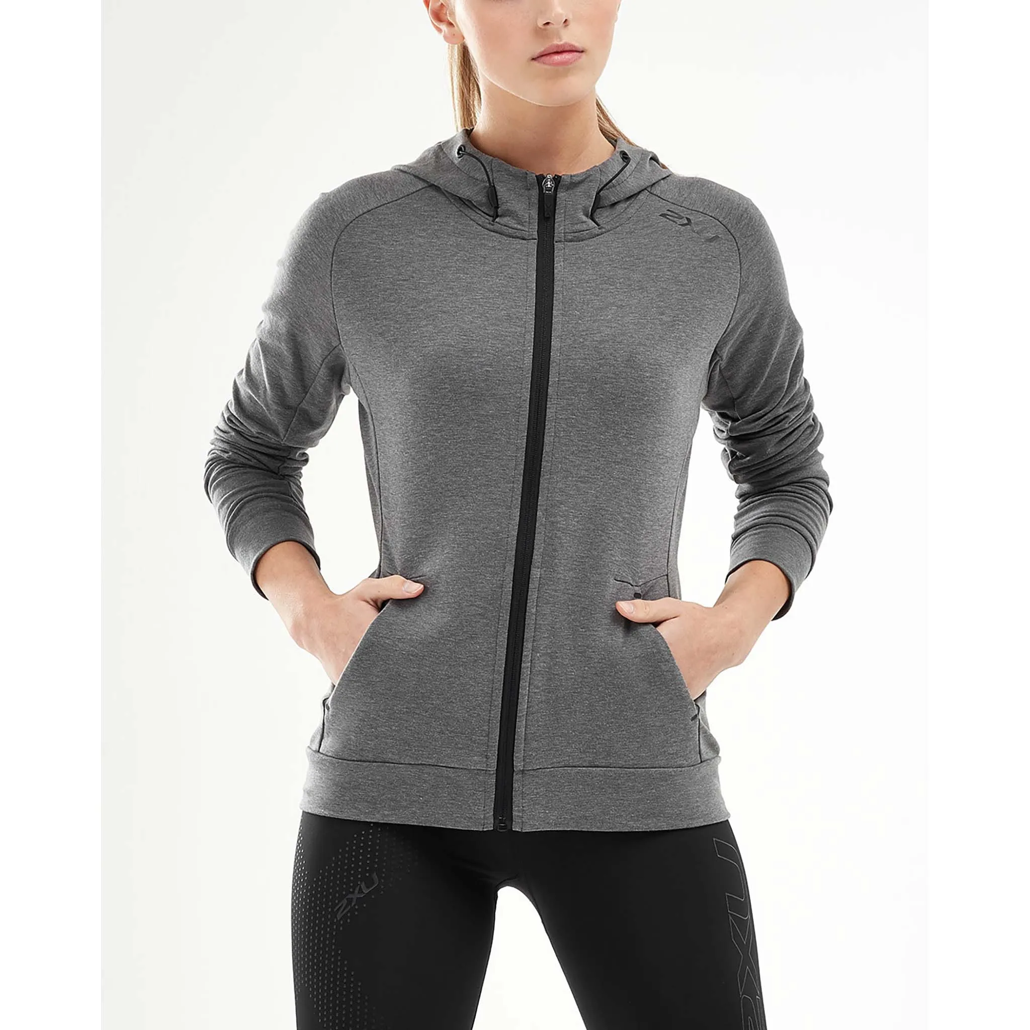 2XU Transit Zip Hoodie chandail kangourou avec fermeture eclair pour femme