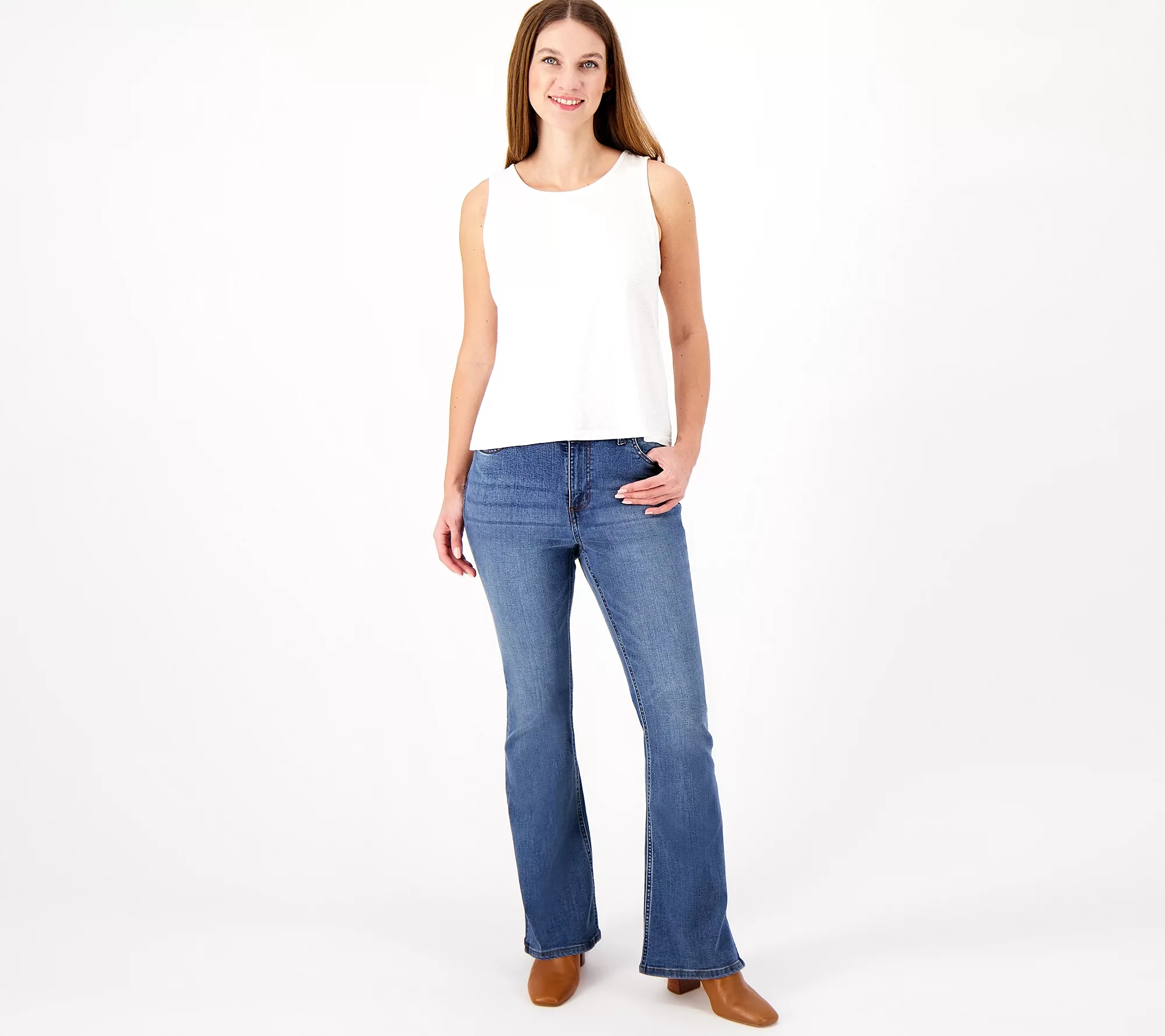 "As Is" Denim & Co. Canyon Retreat Easy Stretch Tall Slit Jeans