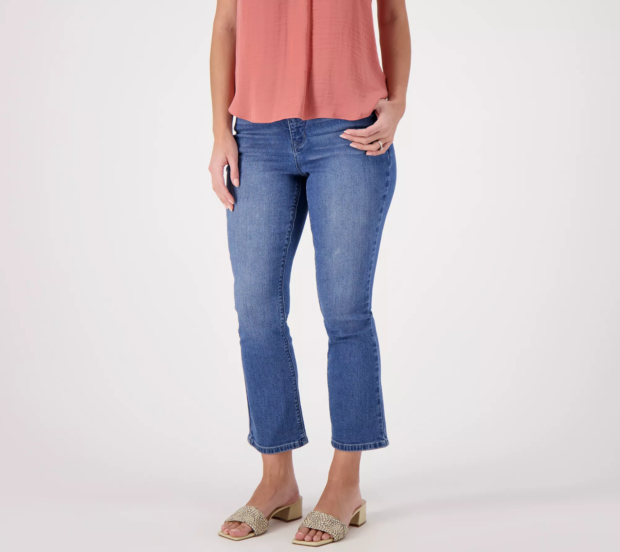 "As Is" Laurie Felt Petite Forever Denim 5 Pocket Crop Baby Bell Jeans