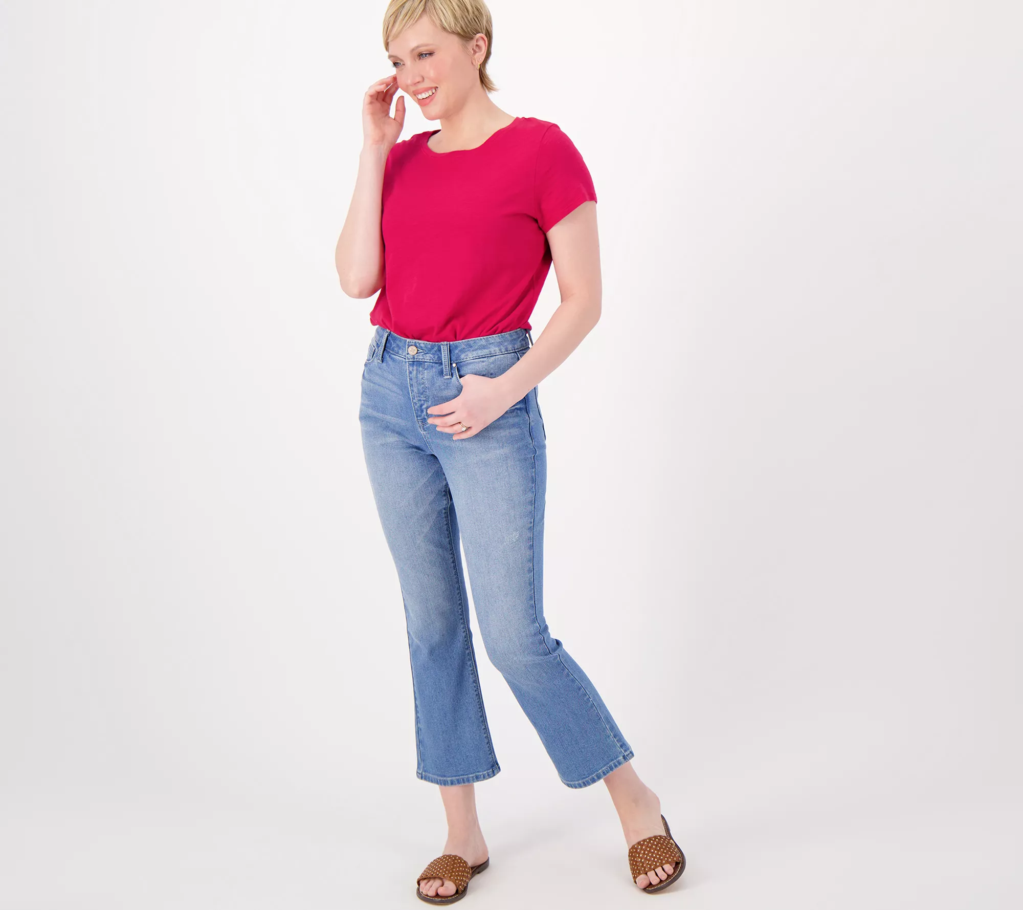 "As Is" Laurie Felt Petite Forever Denim 5 Pocket Crop Baby Bell Jeans