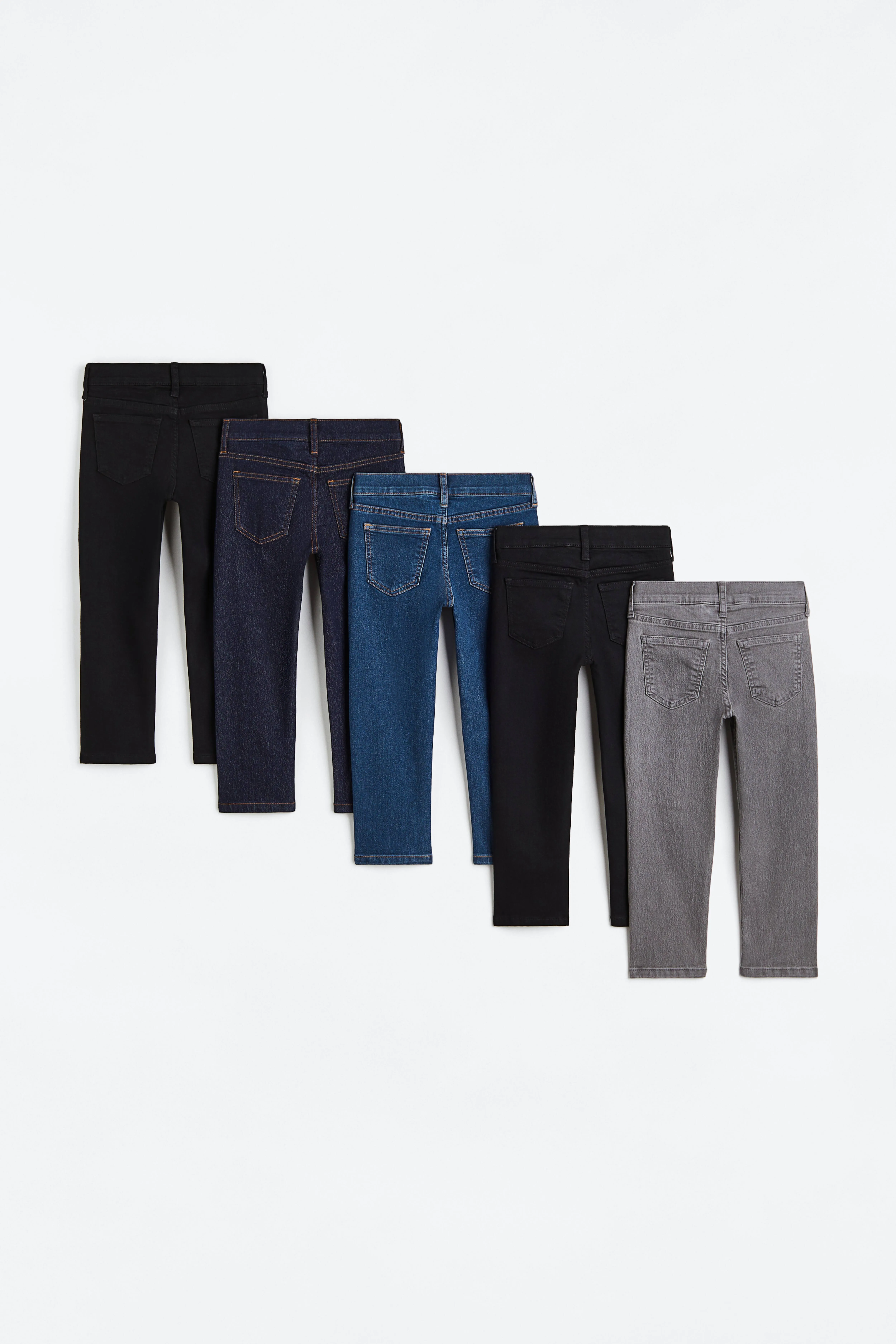 5-pack Slim Fit Jeans - Regular waist - Long - Black/Denim blue - Kids | H&M GB