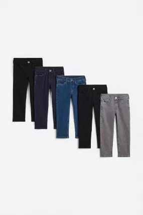 5-pack Slim Fit Jeans - Regular waist - Long - Black/Denim blue - Kids | H&M GB