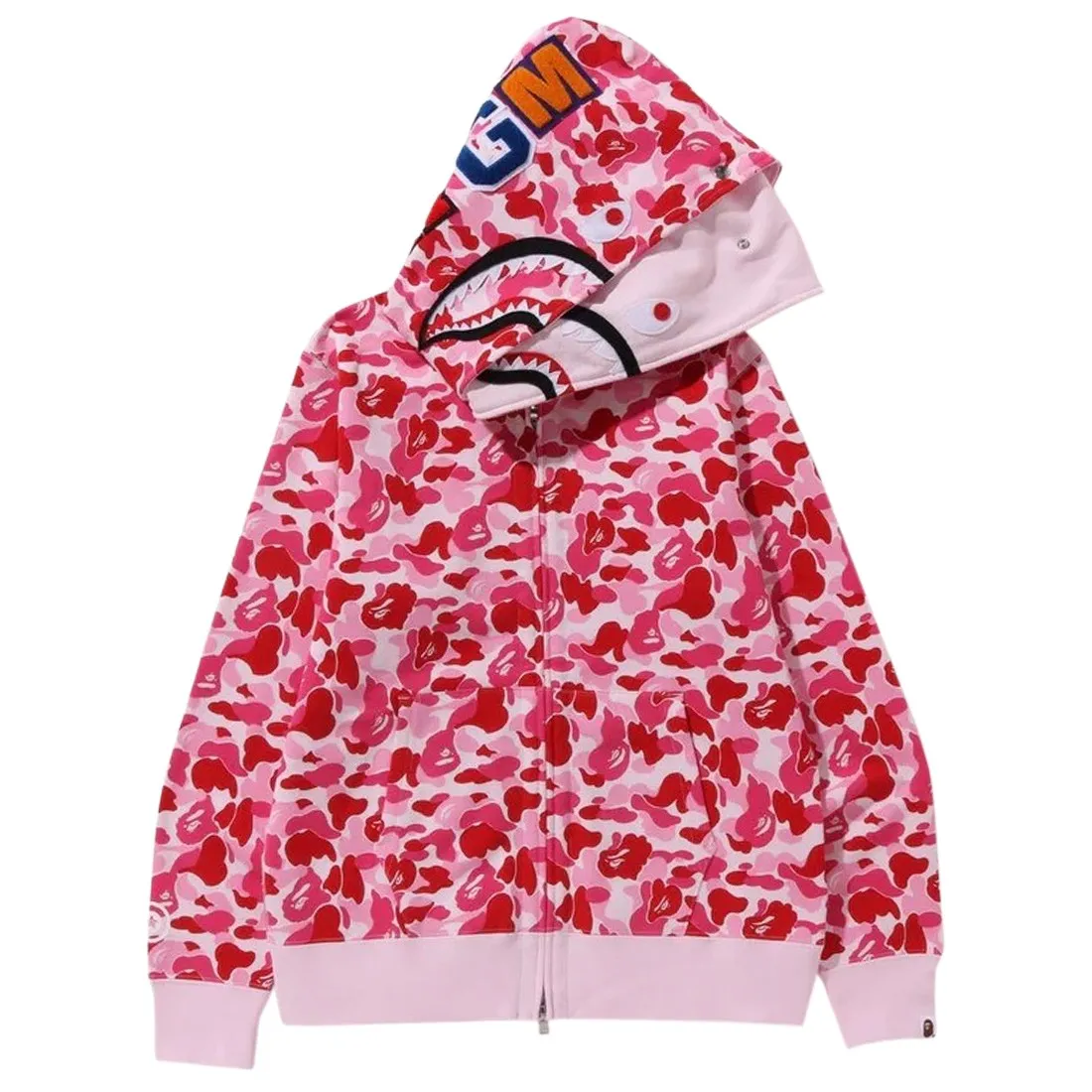 A Bathing Ape Men ABC Camo Double Shark Full Zip Hoodie (pink)