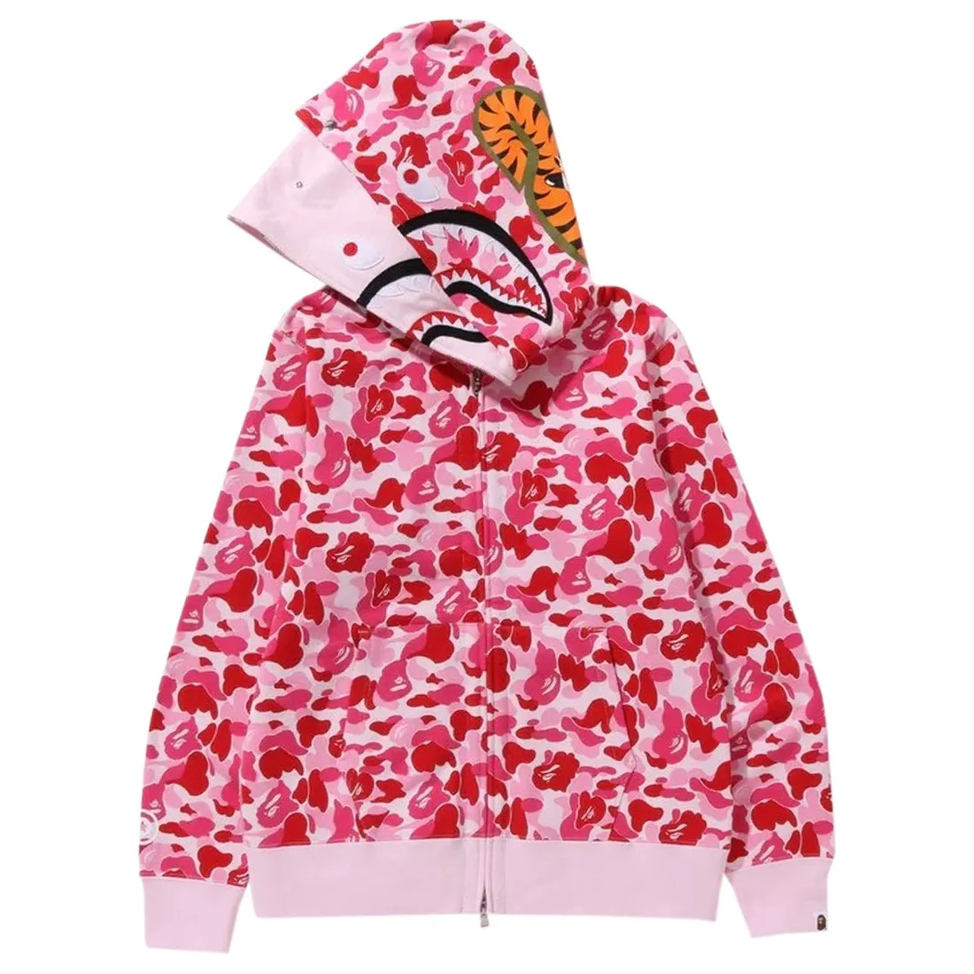 A Bathing Ape Men ABC Camo Double Shark Full Zip Hoodie (pink)