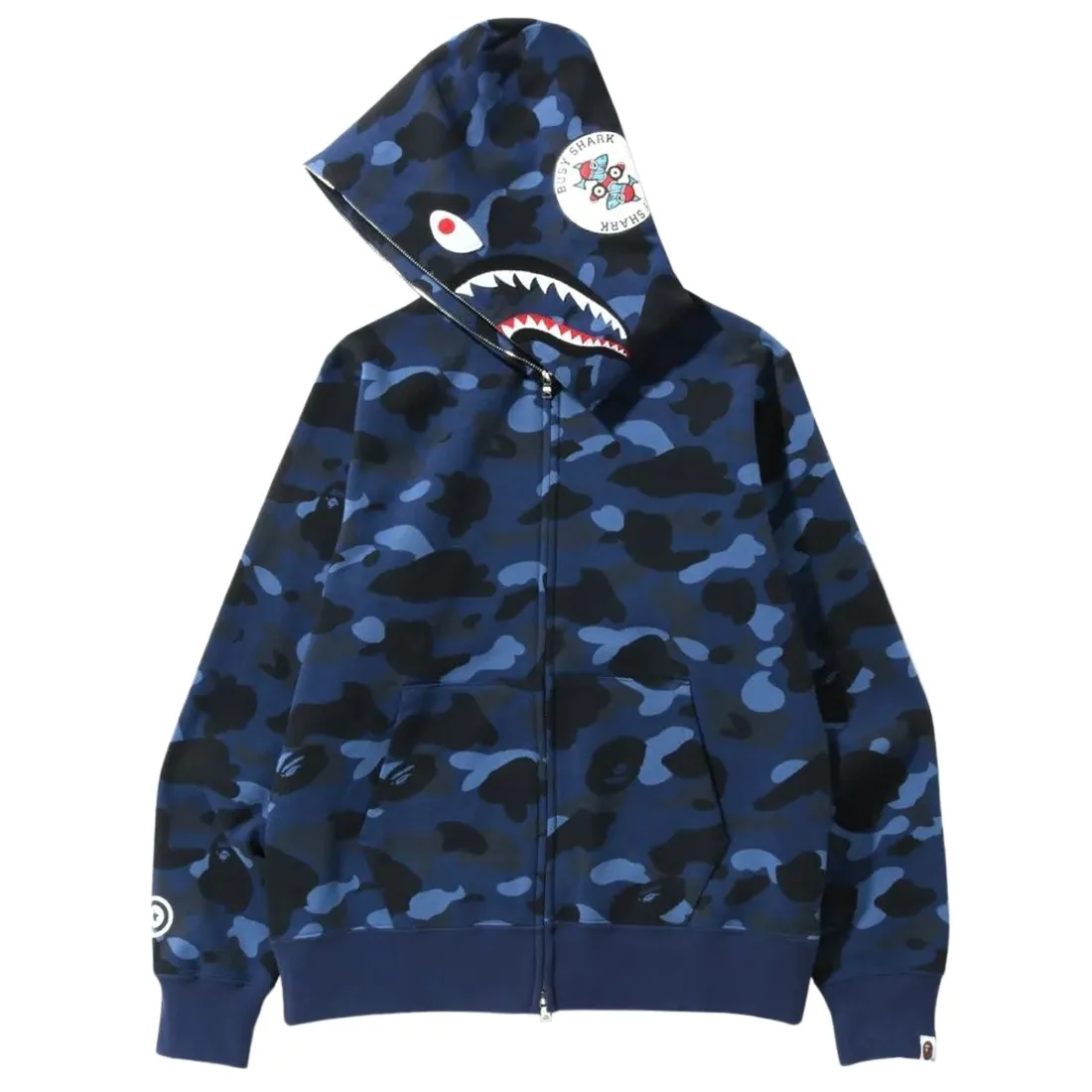 A Bathing Ape Men Color Camo Shark Full Zip Hoodie (navy)