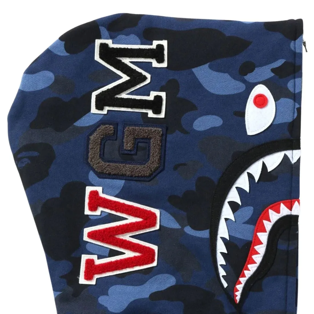 A Bathing Ape Men Color Camo Shark Full Zip Hoodie (navy)