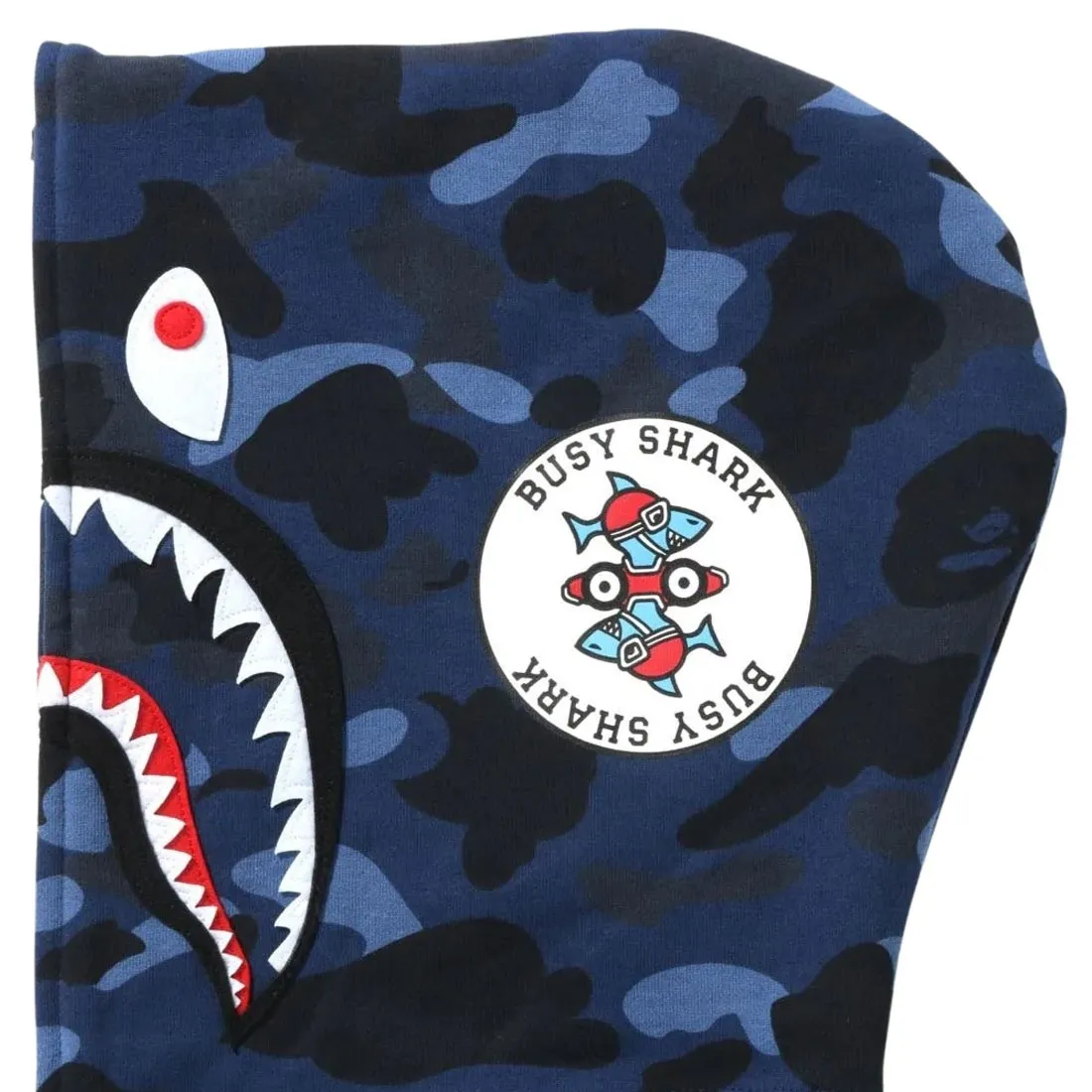 A Bathing Ape Men Color Camo Shark Full Zip Hoodie (navy)