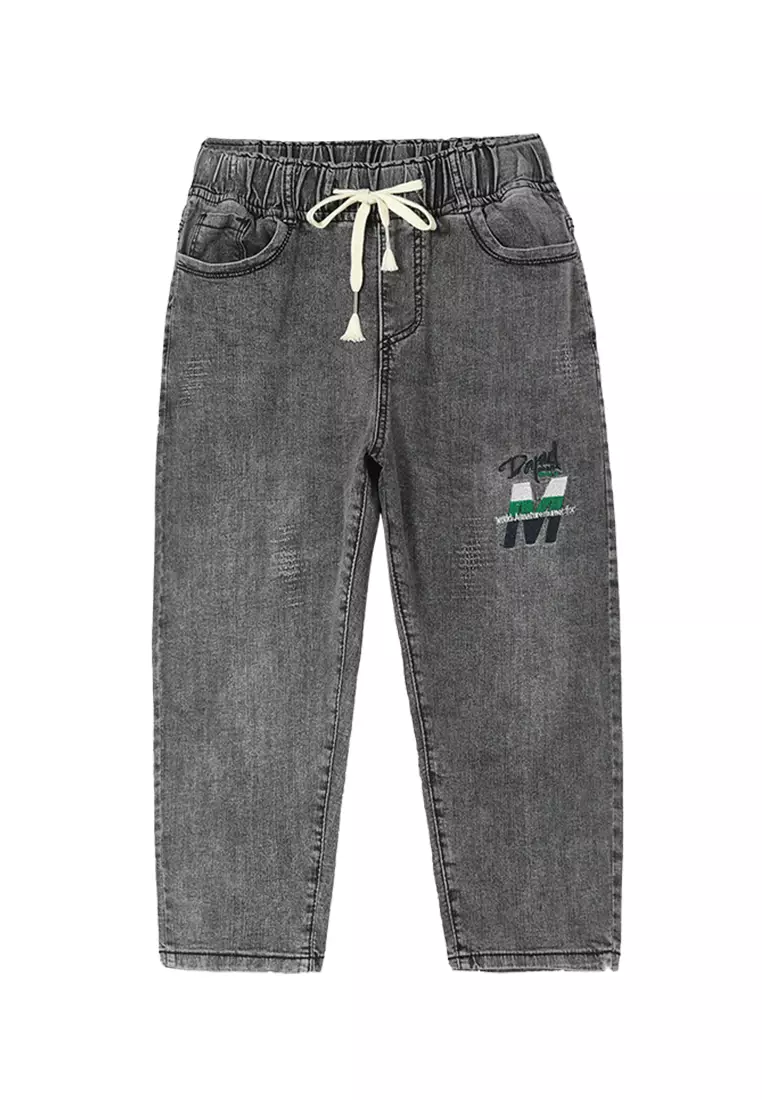 A-IN GIRLS Elastic Waist All-Match Jeans