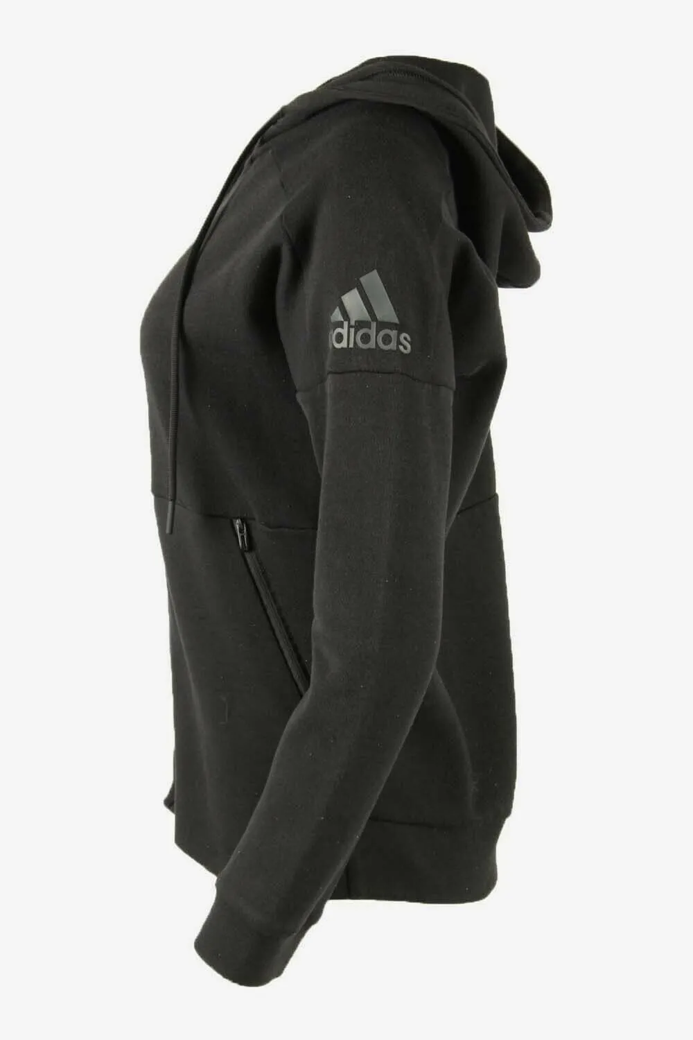 Adidas Hoodie Vintage Womens Full Zip Retro 90s Black Size UK S ( 8/10 ) - Pepper Tree London