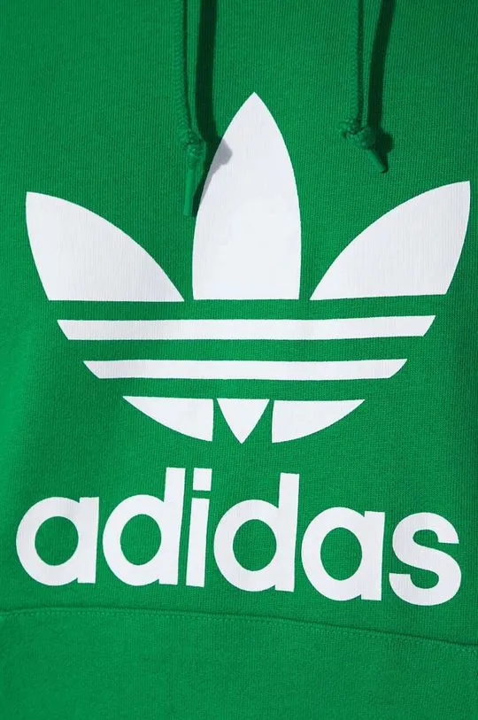 adidas Originals cotton sweatshirt Adicolor Classics Trefoil men's green color hooded with a print IM9403