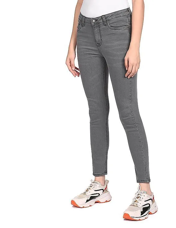 Aeropostale Women Grey Mid Rise Clean Look Jeans