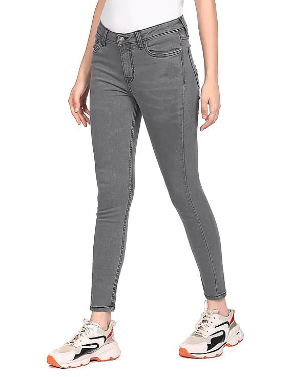 Aeropostale Women Grey Mid Rise Clean Look Jeans