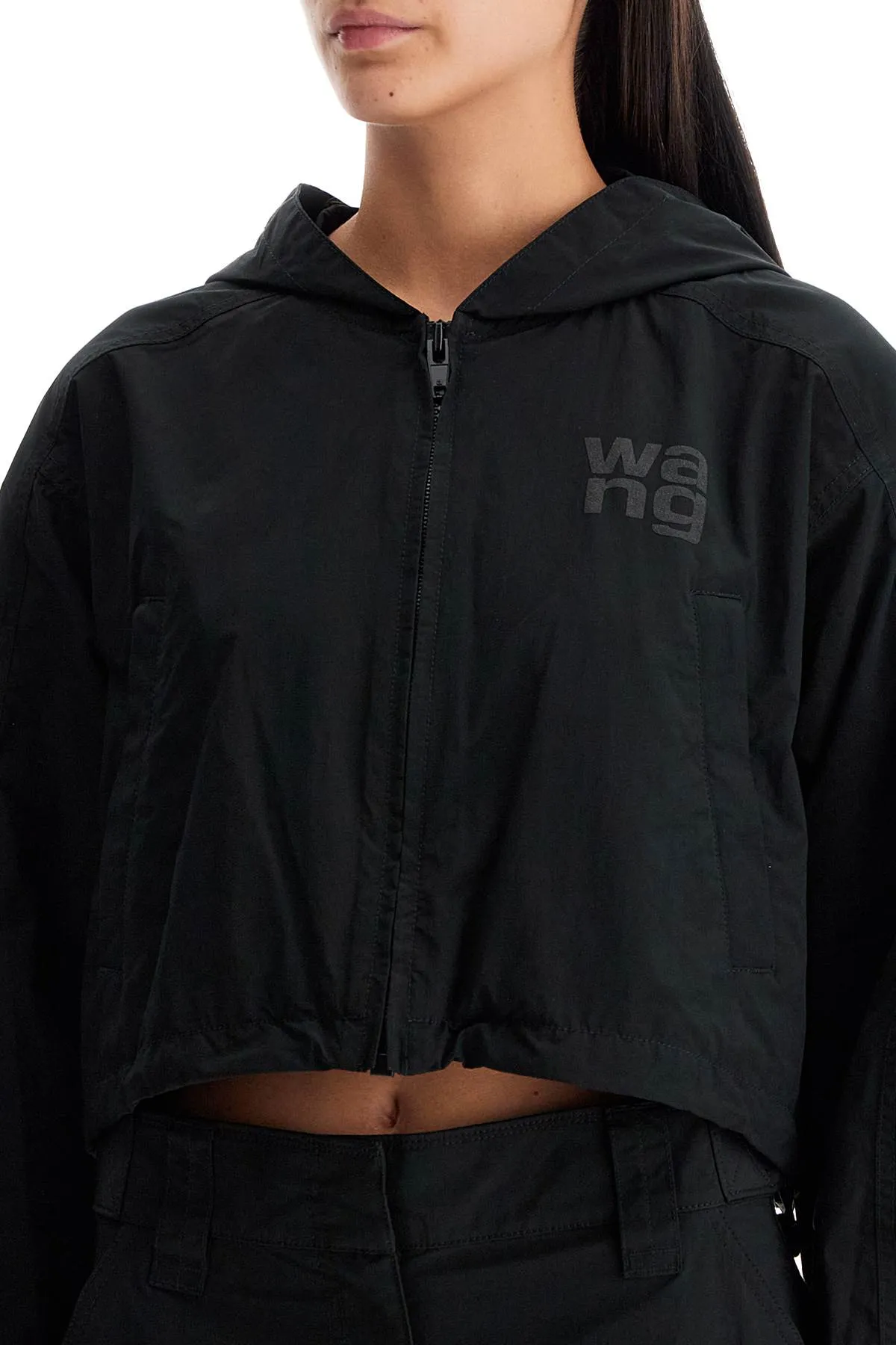 Alexander Wang    Alexander Wang Cropped Hooded Jacket With