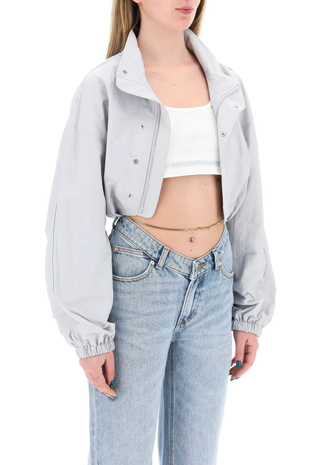 Alexander Wang    Alexander Wang Cropped Jacket With Integrated Top.