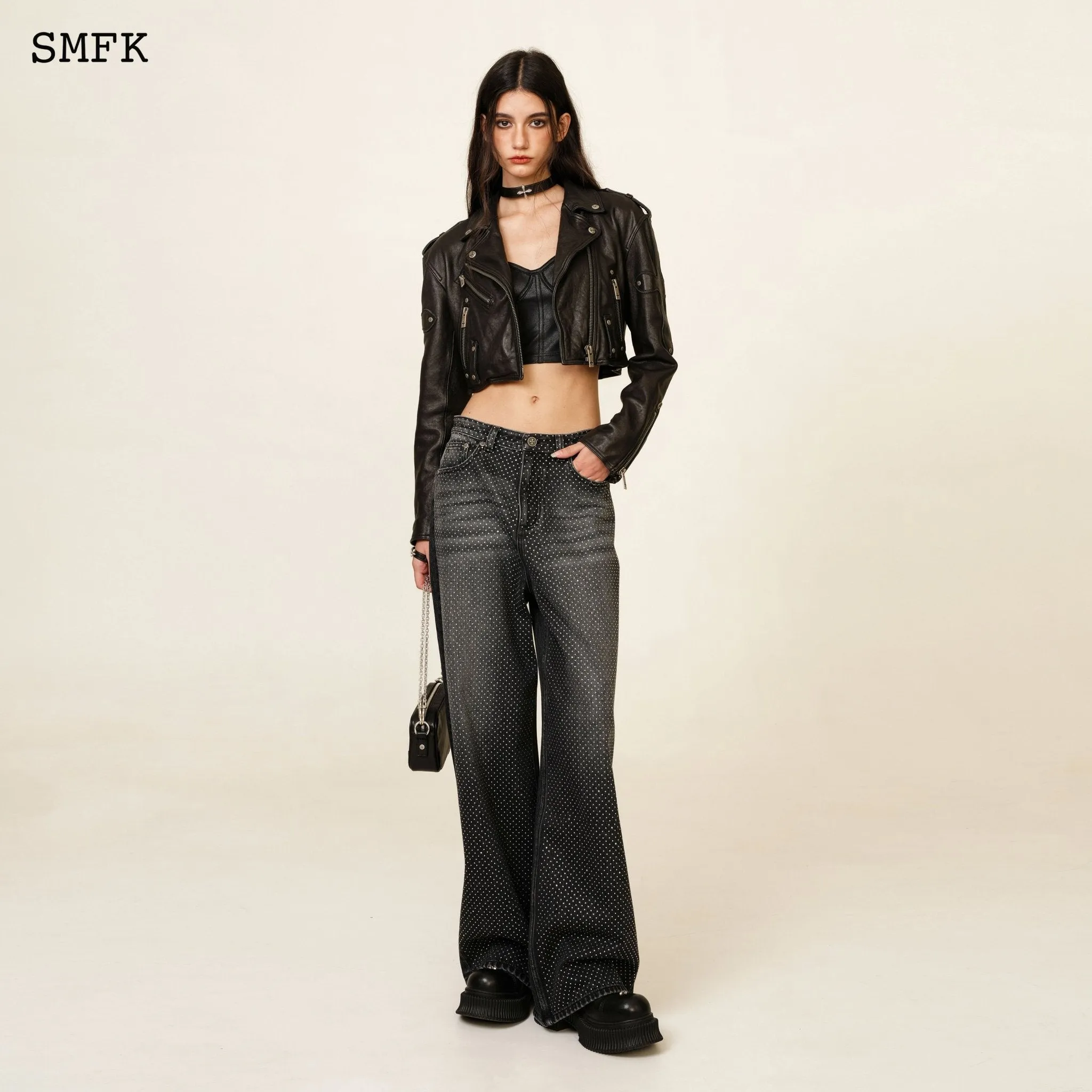 Ancient Myth Diamond Flared Jeans In Black-