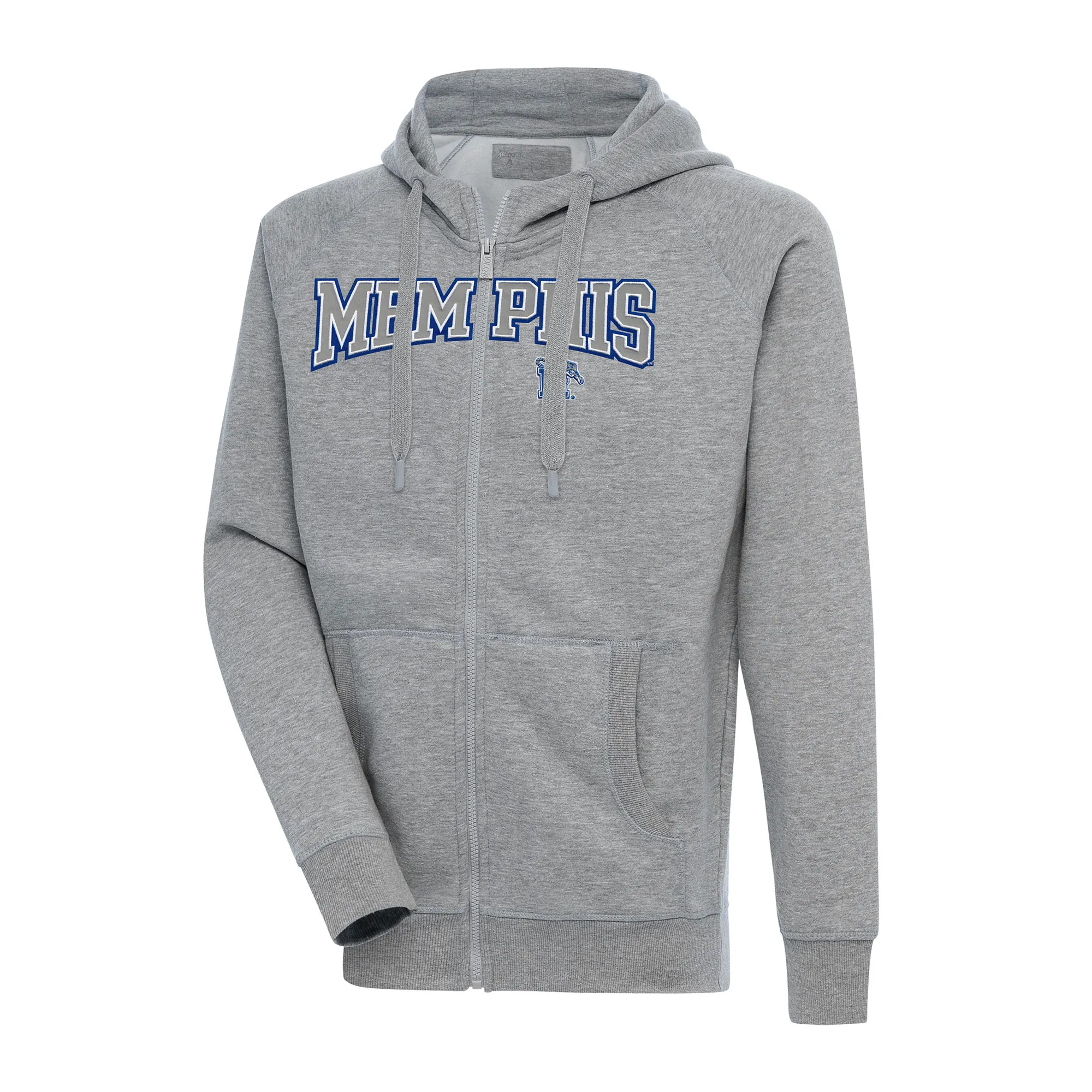 Antigua Memphis Tigers Heather Gray Big & Tall Victory Raglan Full-Zip Hoodie Jacket