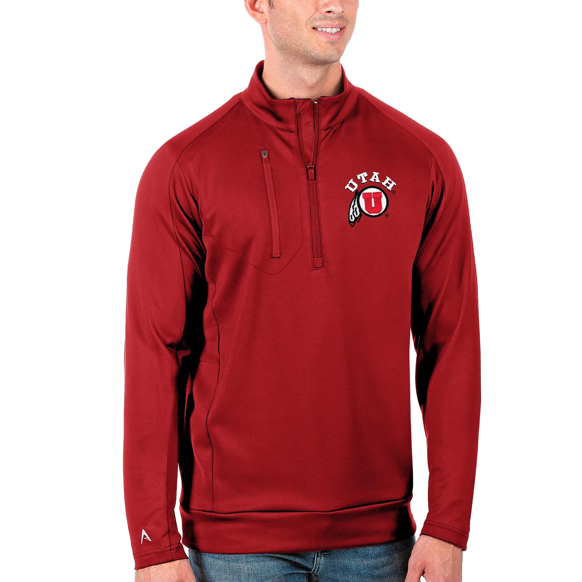 Antigua Utah Utes Red Big & Tall Generation Quarter-Zip Pullover Jacket