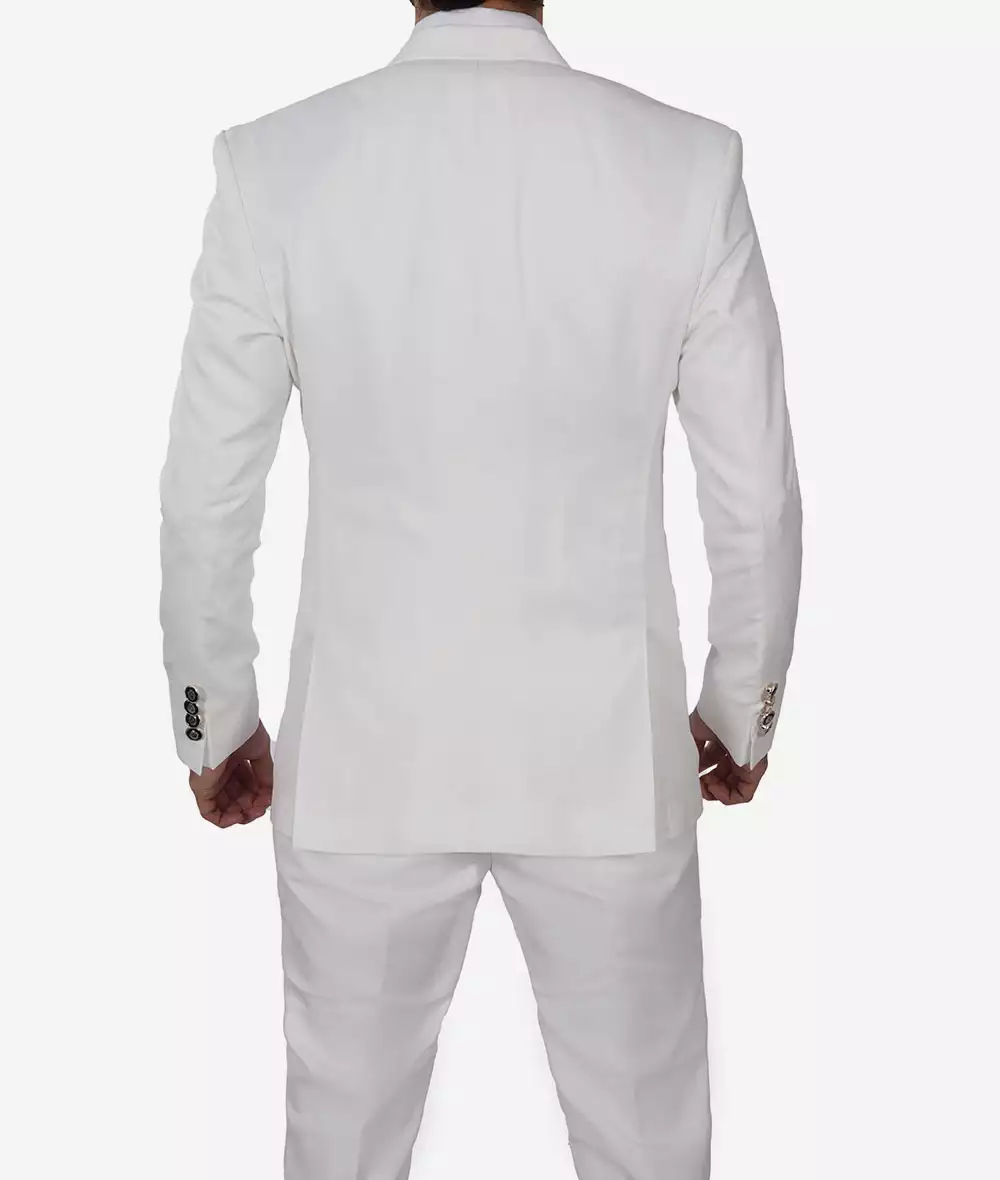 Antonio Men's Vintage White Three-Piece Suit with Double-Breasted Waistcoat