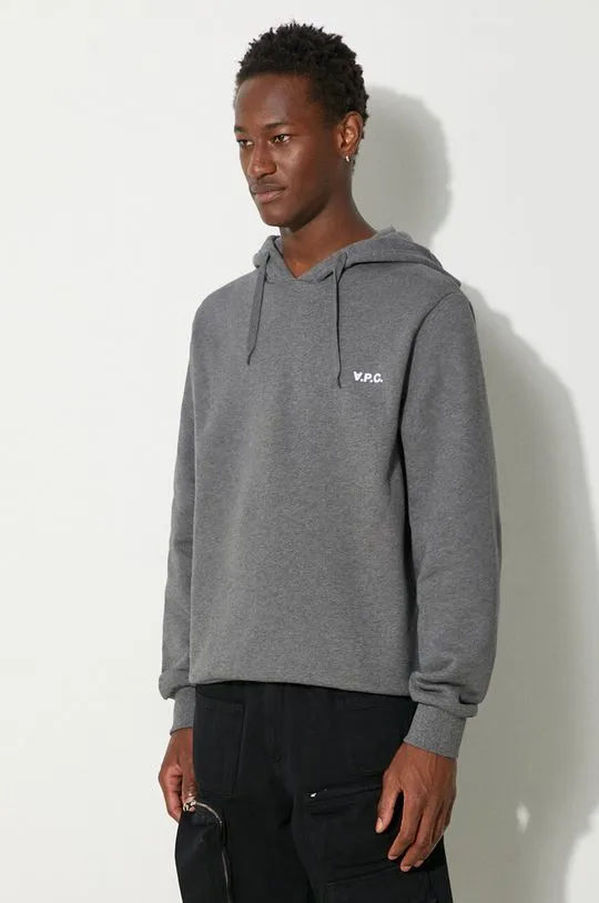 A.P.C. cotton sweatshirt Boxy Petit Vpc men's gray color hooded COHBR-H27917