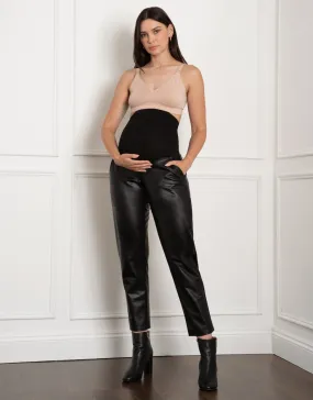 Arshia | Leather-Look Straight-Leg Maternity Pants