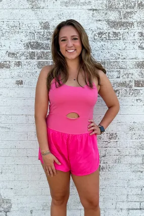 Athletic Cut Out Romper Pink