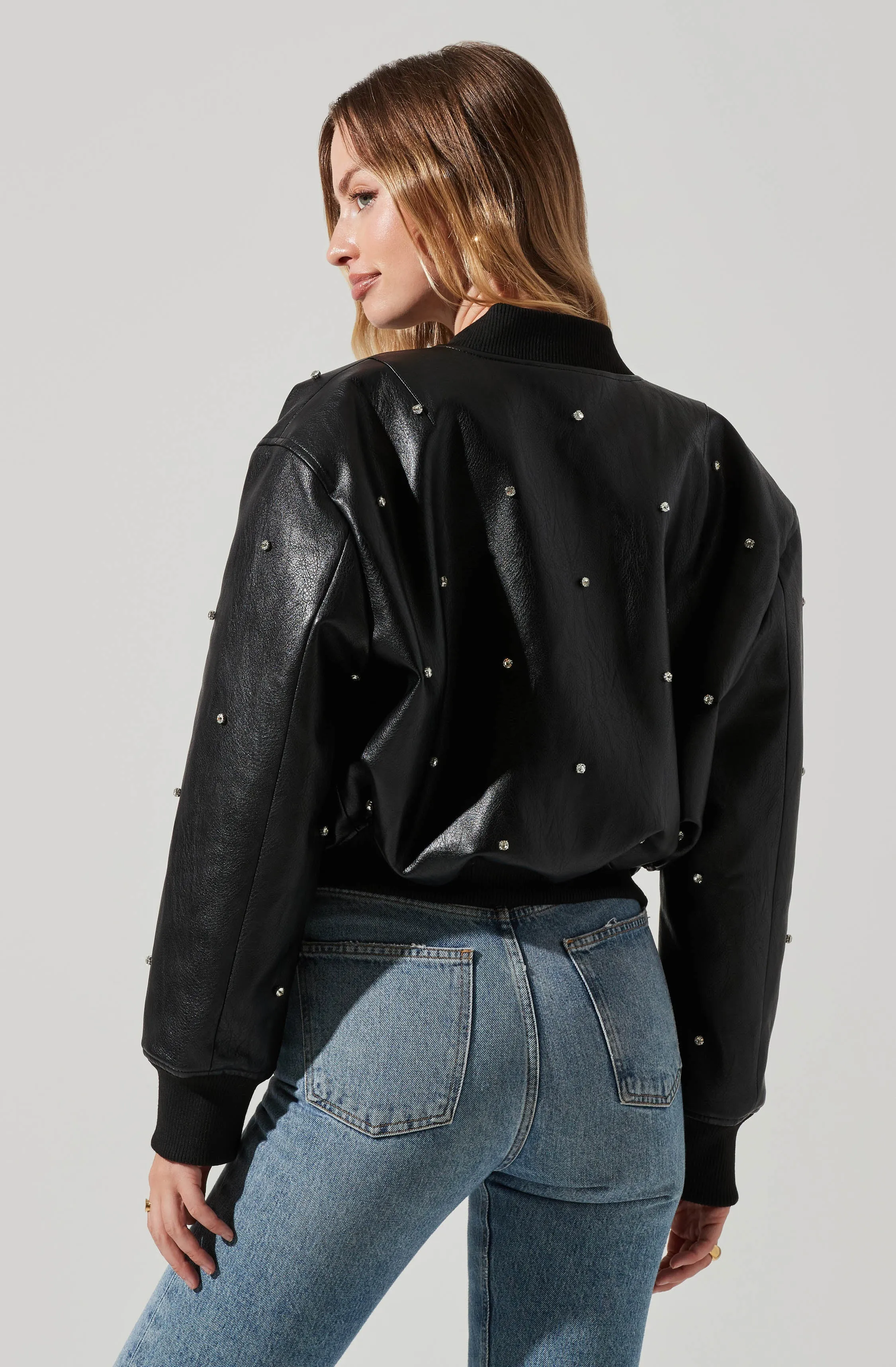 Avianna Embellished Faux Leather Jacket