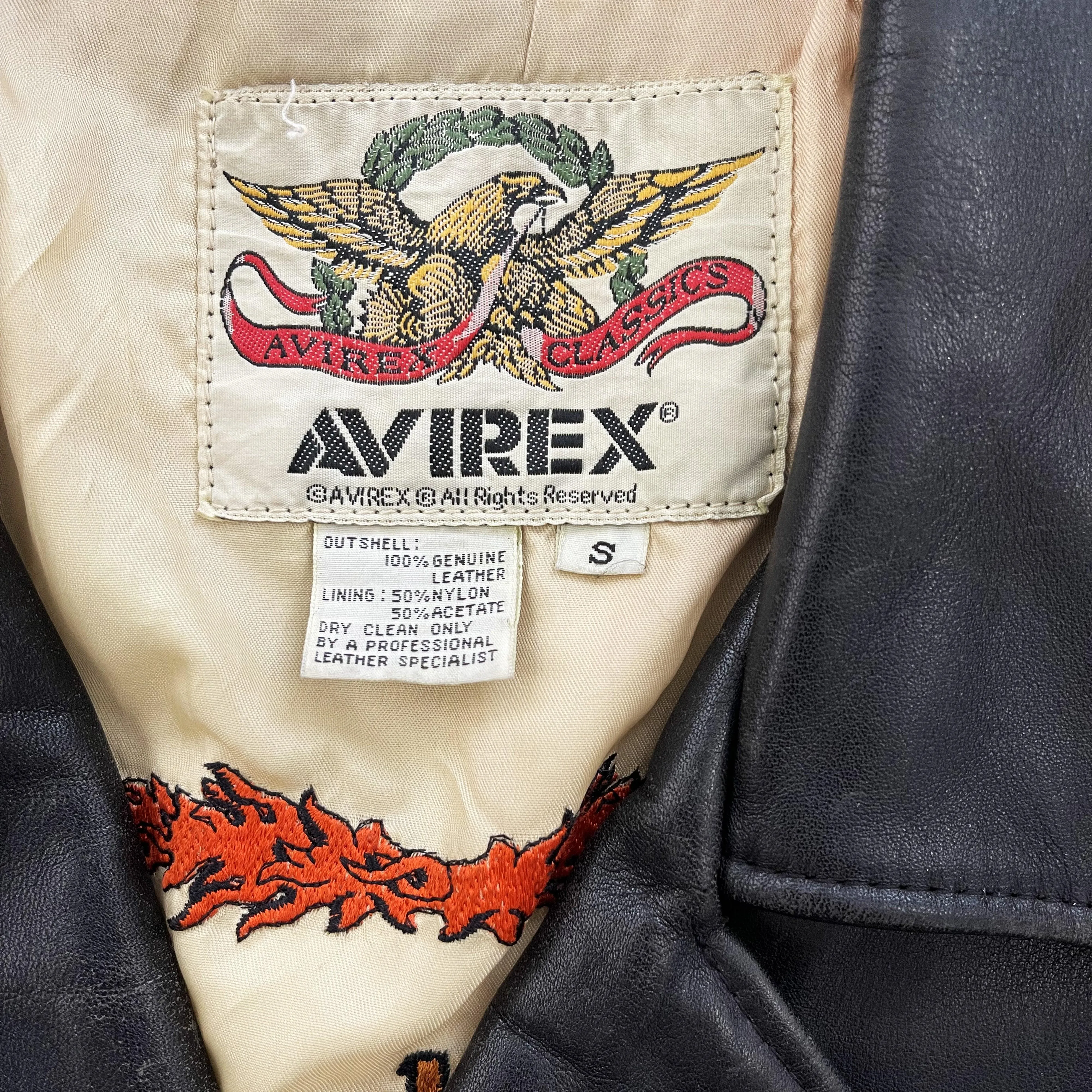 Avirex Leather Biker Motorcycle Jacket - S