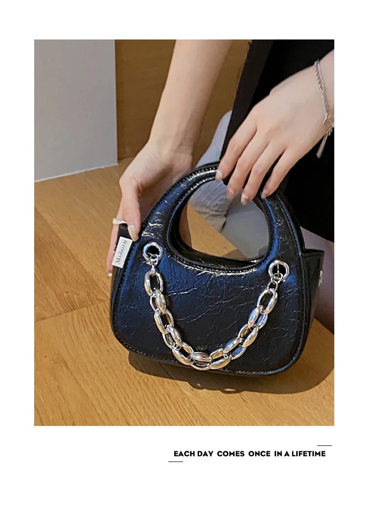 Aylin Faux Leather Soft Retro Chain Handle Handbag