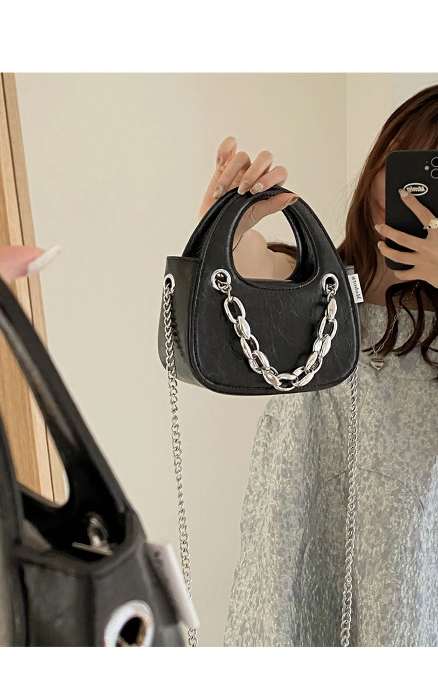 Aylin Faux Leather Soft Retro Chain Handle Handbag