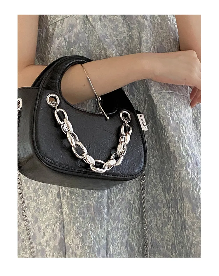 Aylin Faux Leather Soft Retro Chain Handle Handbag