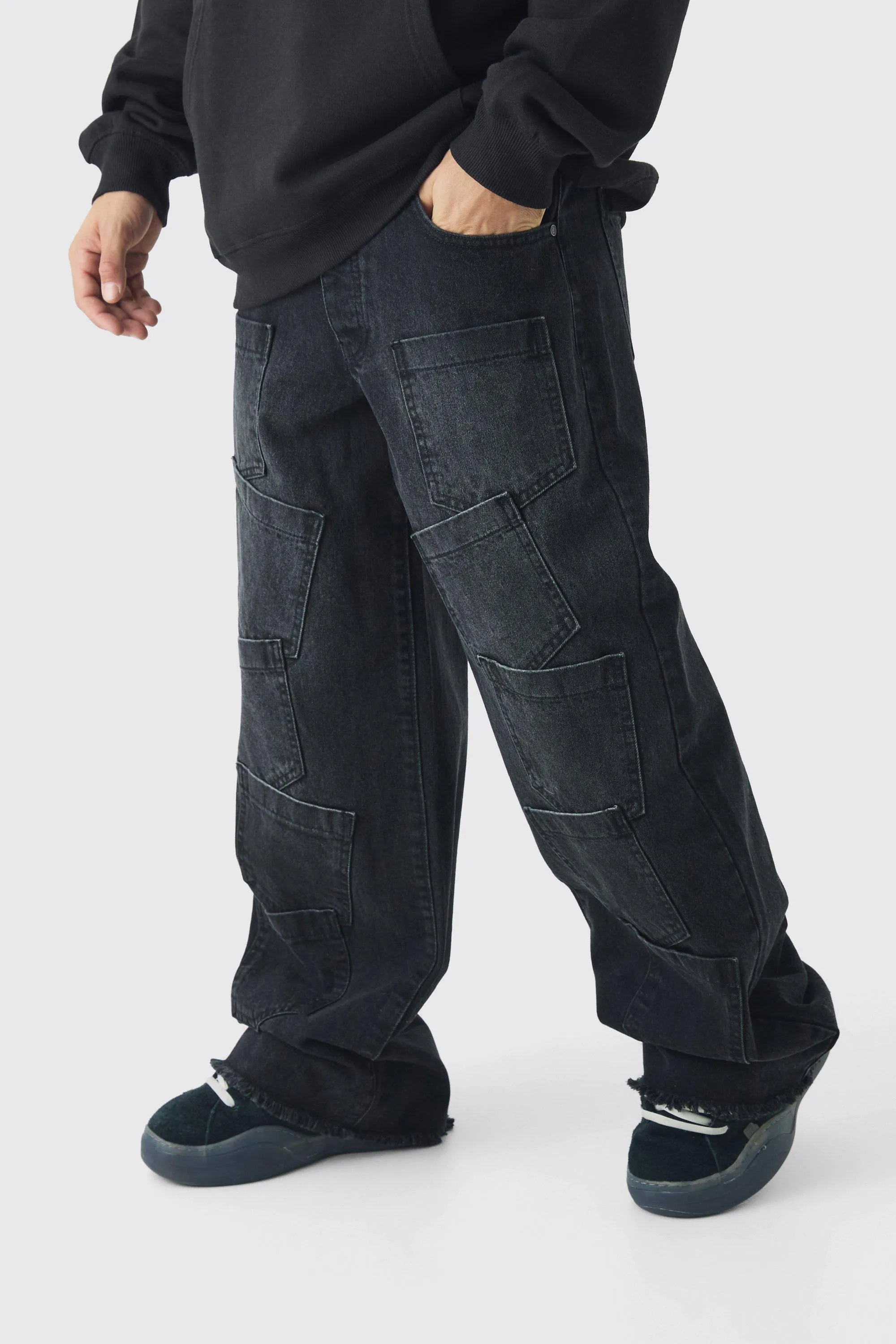 Baggy Fit Rigid Indigo Multi Pocket Jeans