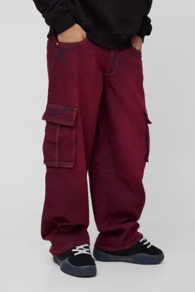 Baggy Rigid Red Tinted Cargo Jeans