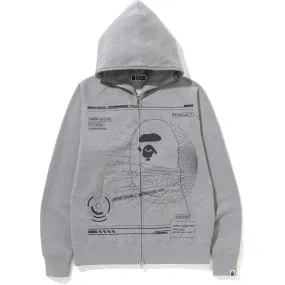 BAPE OVERPRINTED FULL ZIP HOODIE MENS