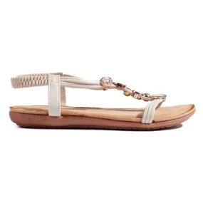 Beige flat lightweight women's sandals