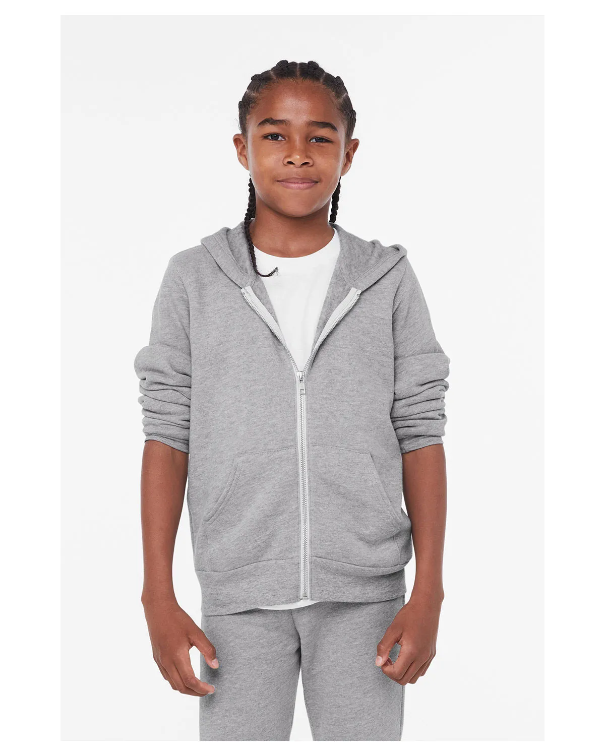 Bella + Canvas 3739Y Youth Sponge Fleece Full-Zip Hooded Sweatshirt