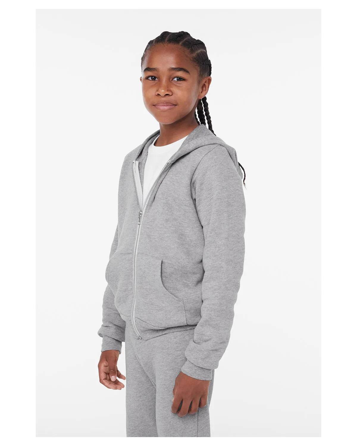 Bella + Canvas 3739Y Youth Sponge Fleece Full-Zip Hooded Sweatshirt