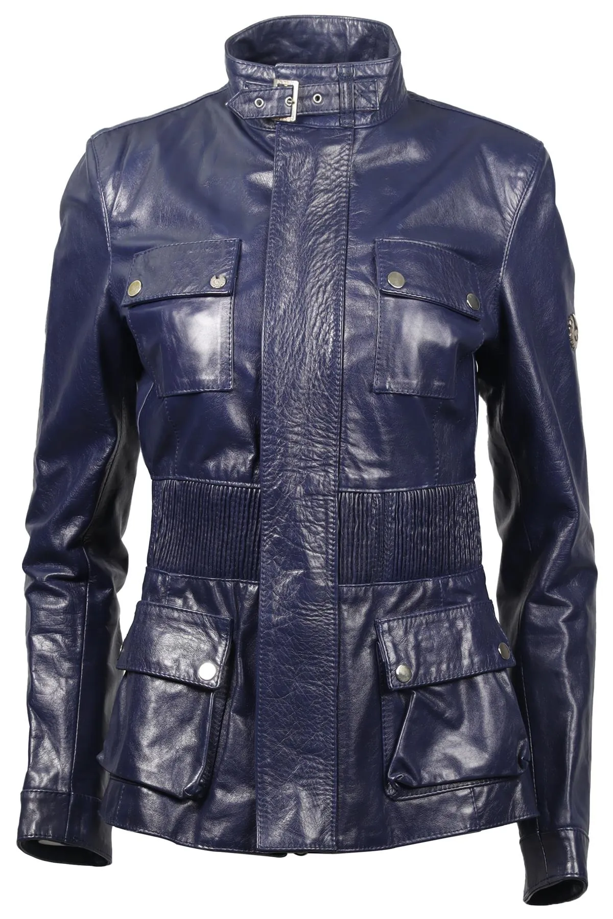 BELSTAFF BLUE LEATHER JACKET IT 44 UK 12