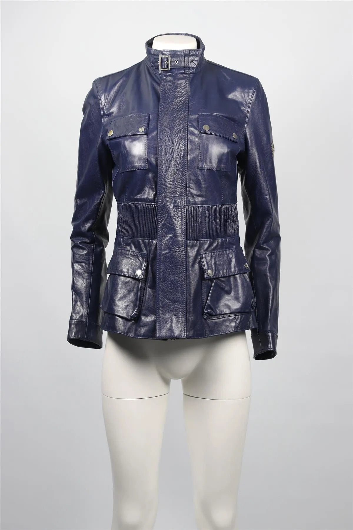 BELSTAFF BLUE LEATHER JACKET IT 44 UK 12