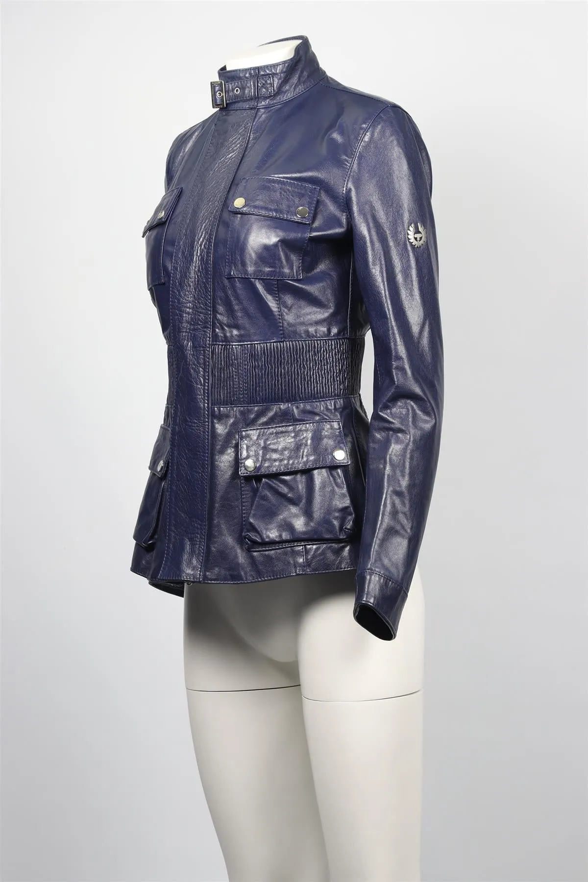 BELSTAFF BLUE LEATHER JACKET IT 44 UK 12