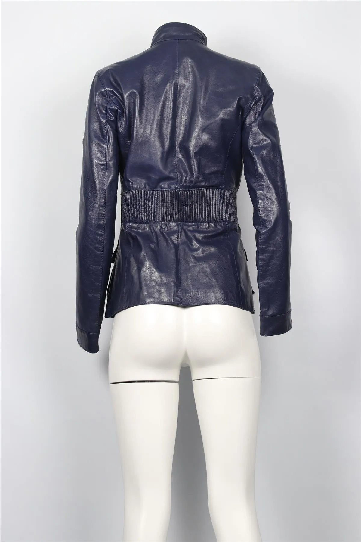 BELSTAFF BLUE LEATHER JACKET IT 44 UK 12