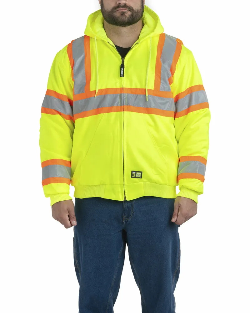 Berne HVJ571 Men's Hi-Vis Class 3 Hooded Active Jacket