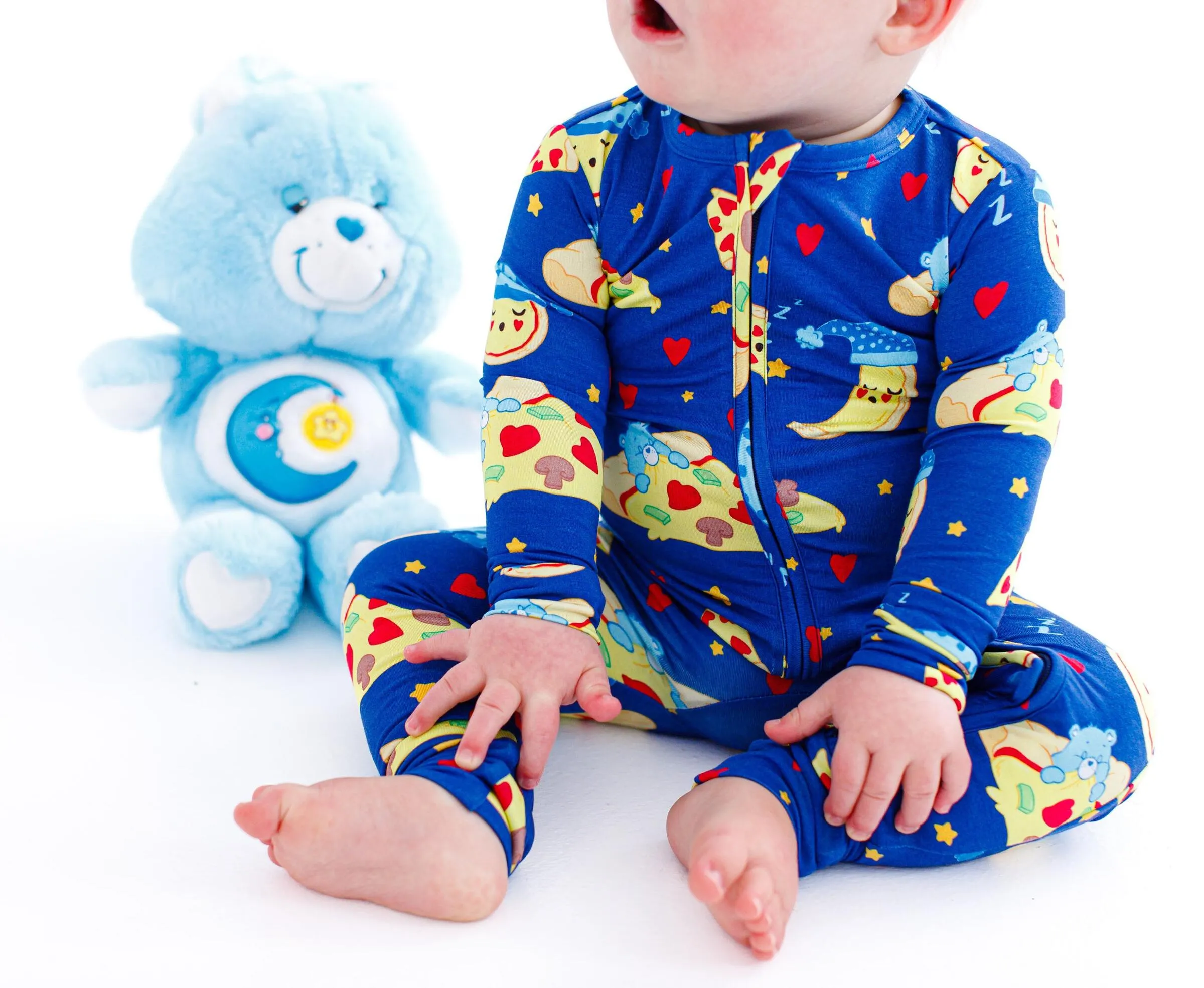 Birdie Bean Care Bears Bedtime Pizza Bamboo Viscose Convertible Romper