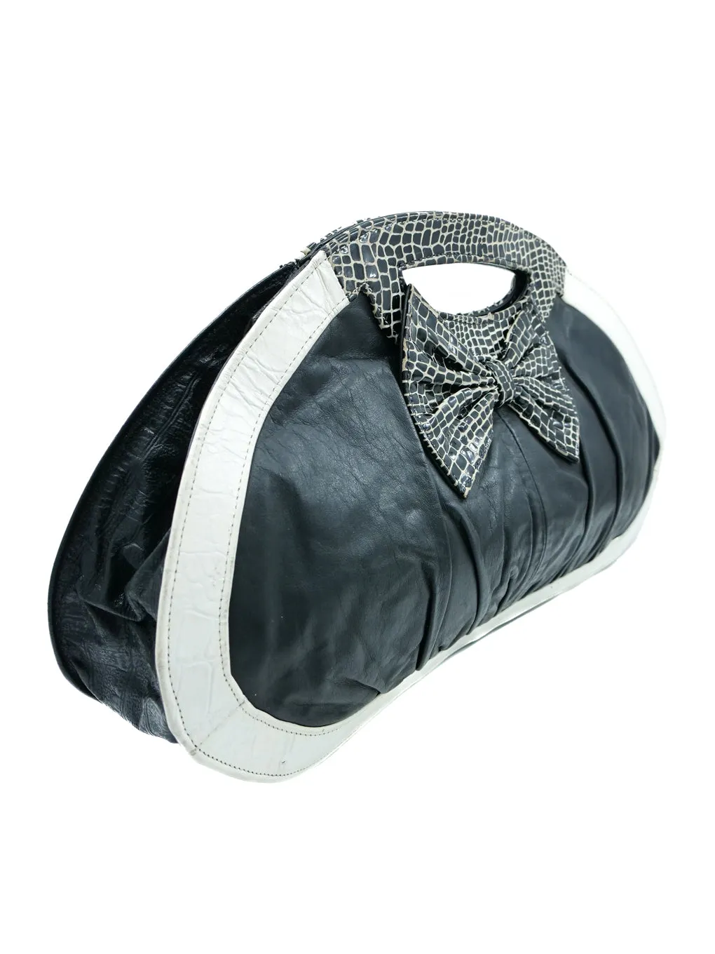 Black And White Leather Handle Bag