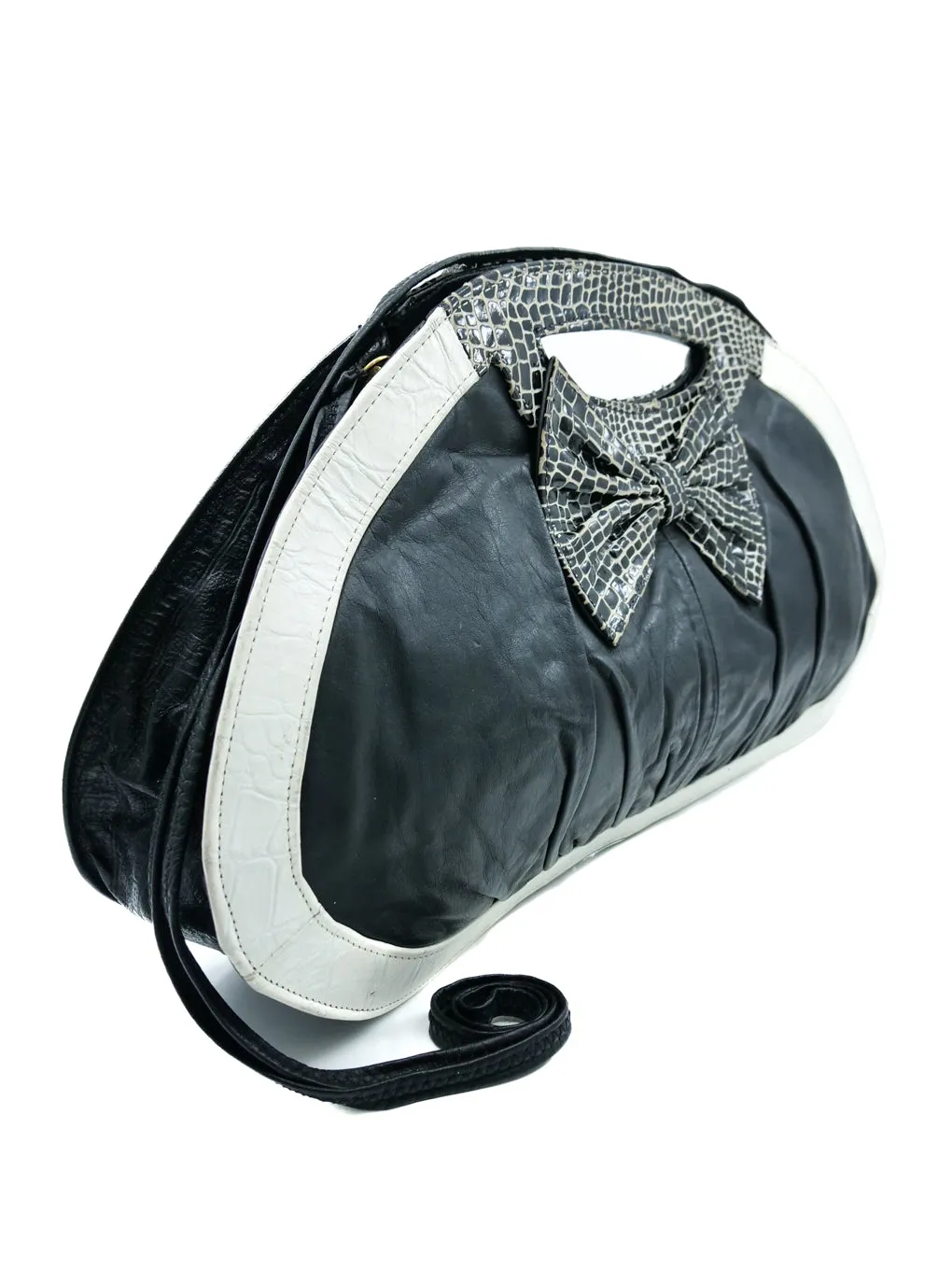 Black And White Leather Handle Bag