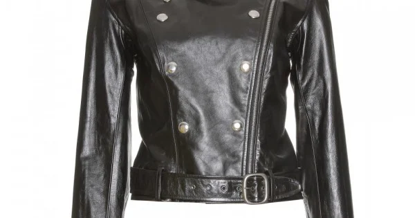 Black cropped leather jacket for women bikers-casual wear-office use