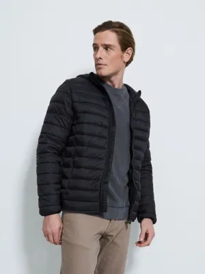 Black Lightweight Padded Hooded Jacket | Men | George at ASDA